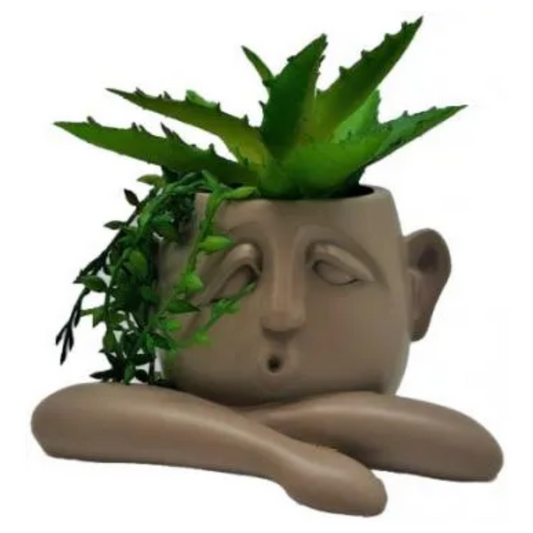 Small Pot Head - Cream Statue  