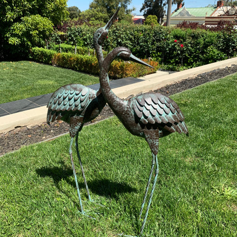Crane Set 2 Metal Verdi Statue  