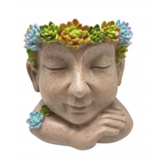 Flower Face Pot Statue  