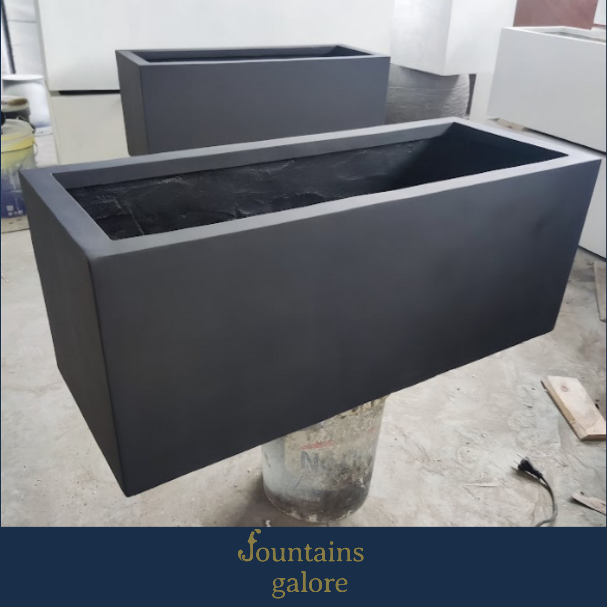 GRC Rectangle Pots Pots & Planters Charcoal Large