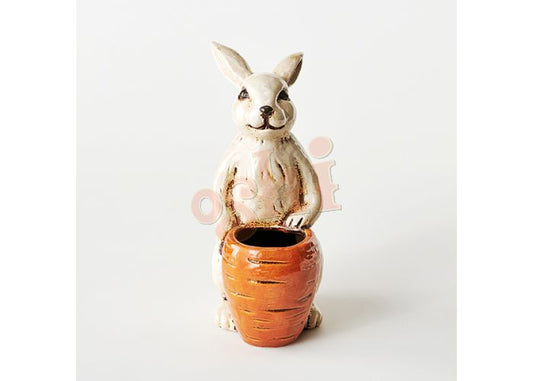 White Bunny Planter