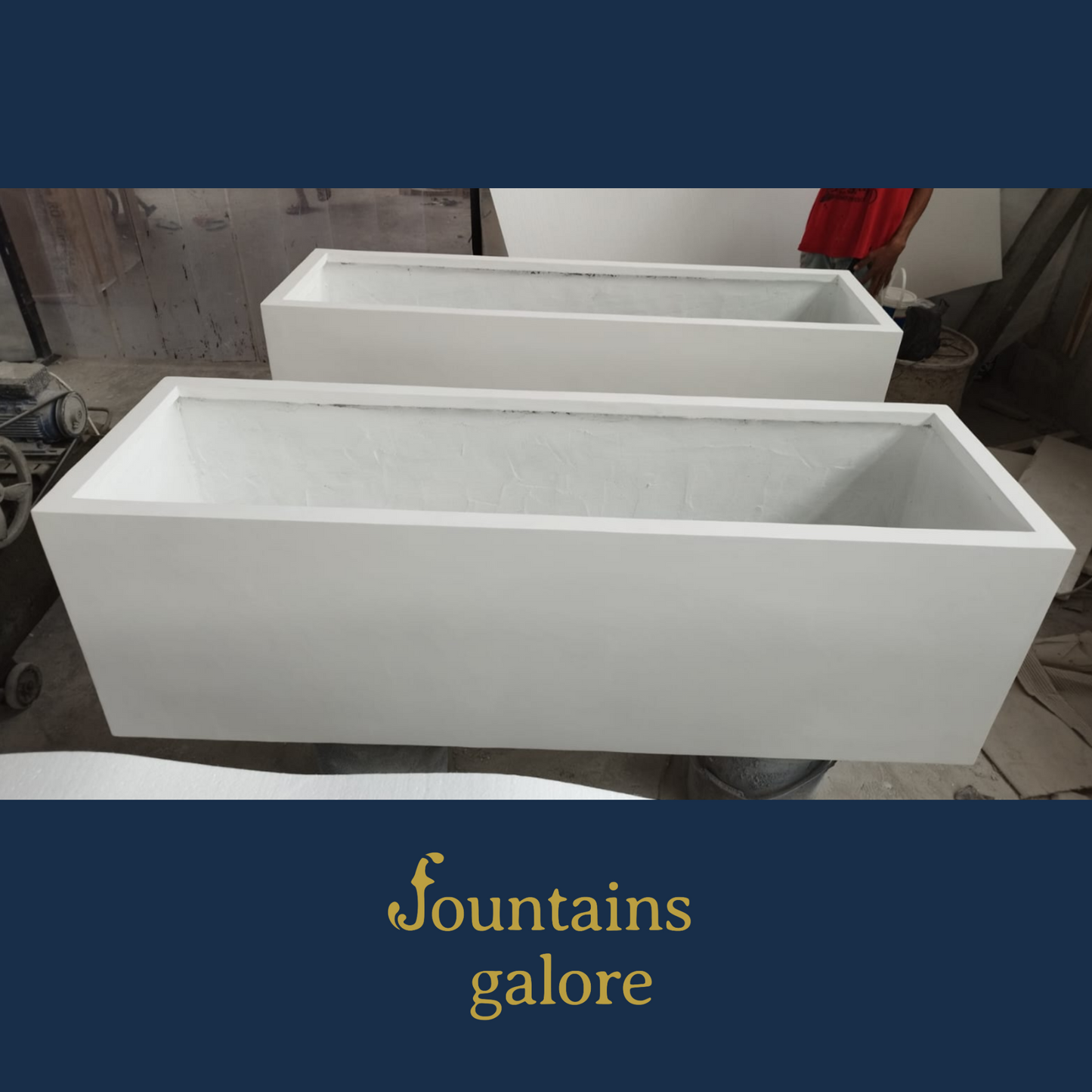 GRC Rectangle Pots Pots & Planters White Small