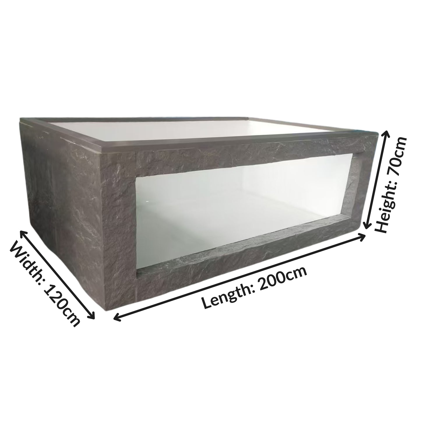Premium Fibreglass Outdoor Indoor Fish Pond Aquarium with Viewing Window Aquarium & Fish Tank Natural Concrete 