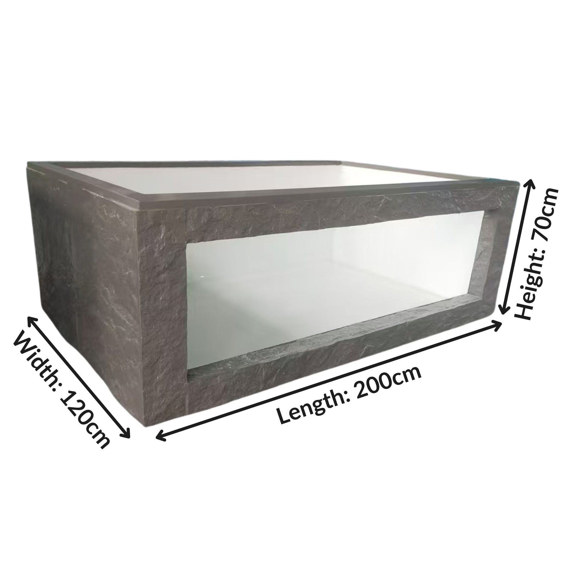 Premium Fibreglass Outdoor Indoor Fish Pond Aquarium with Viewing Window Aquarium & Fish Tank Natural Concrete 