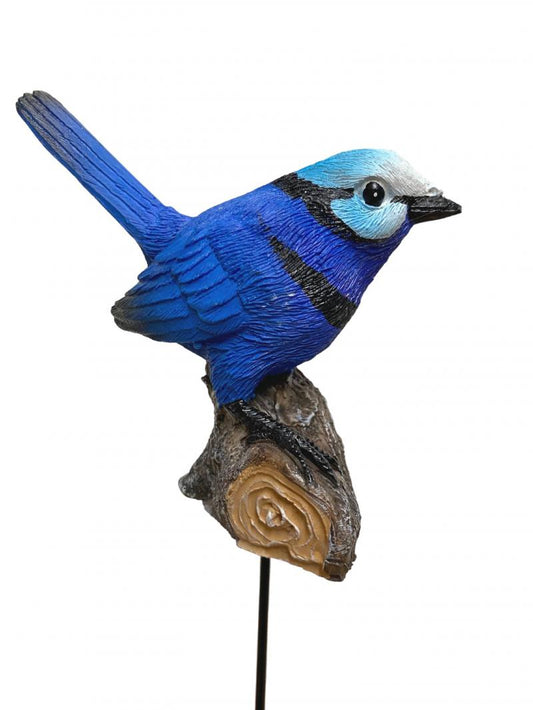 Baby Blue Wren on Stick Statue  