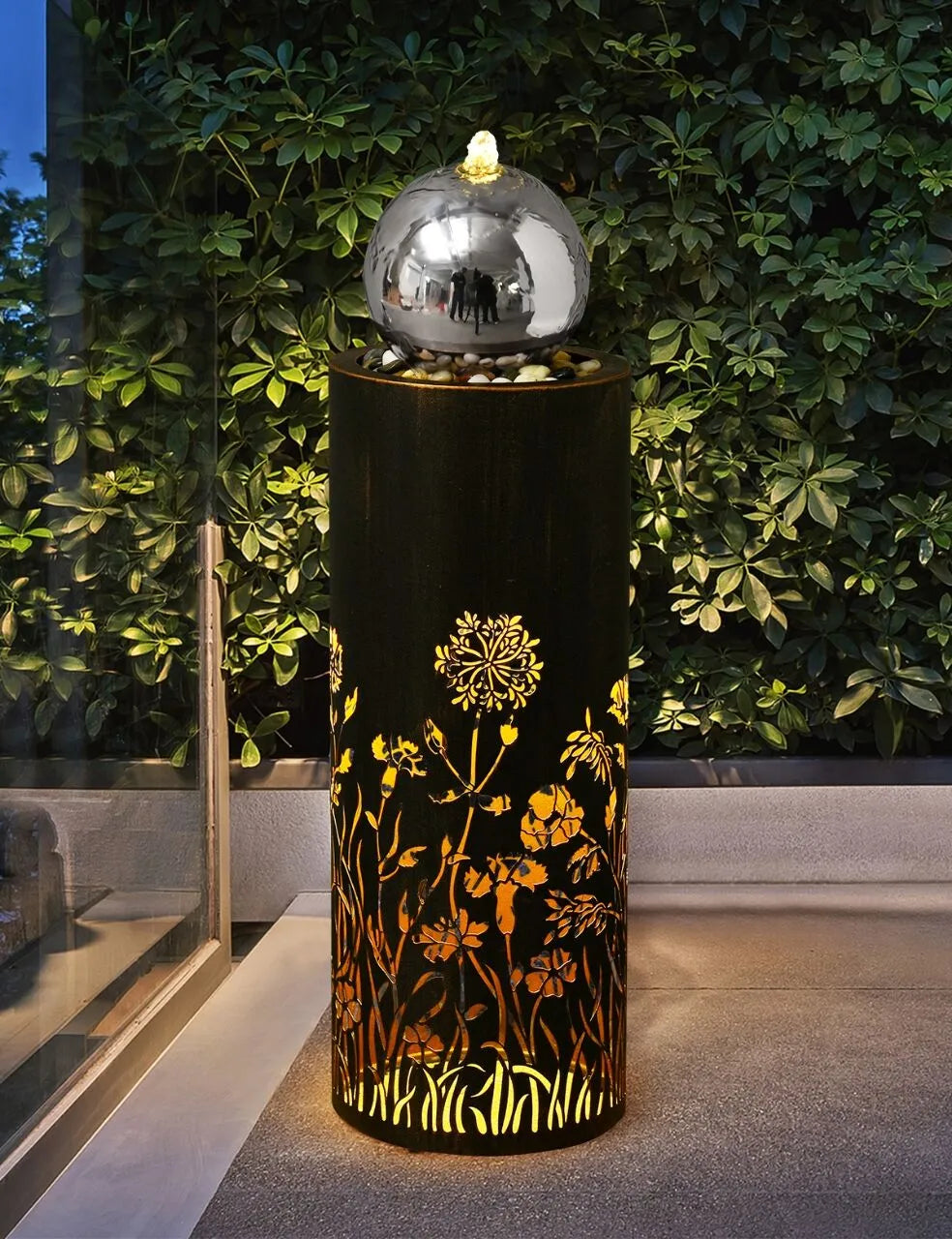 Blossom Orb Metal Fountain Water Feature Fountain