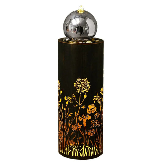 Blossom Orb Metal Fountain Water Feature Fountain
