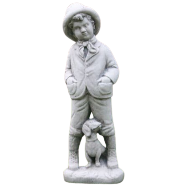 Boy with Dachshund Statue