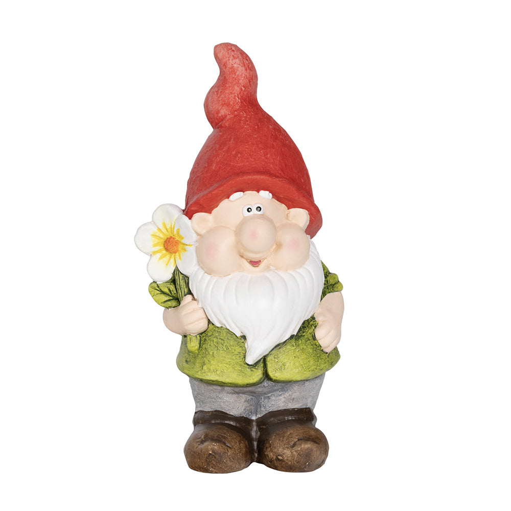 Garden Gnome 28cm Statue Gnome with Flower 