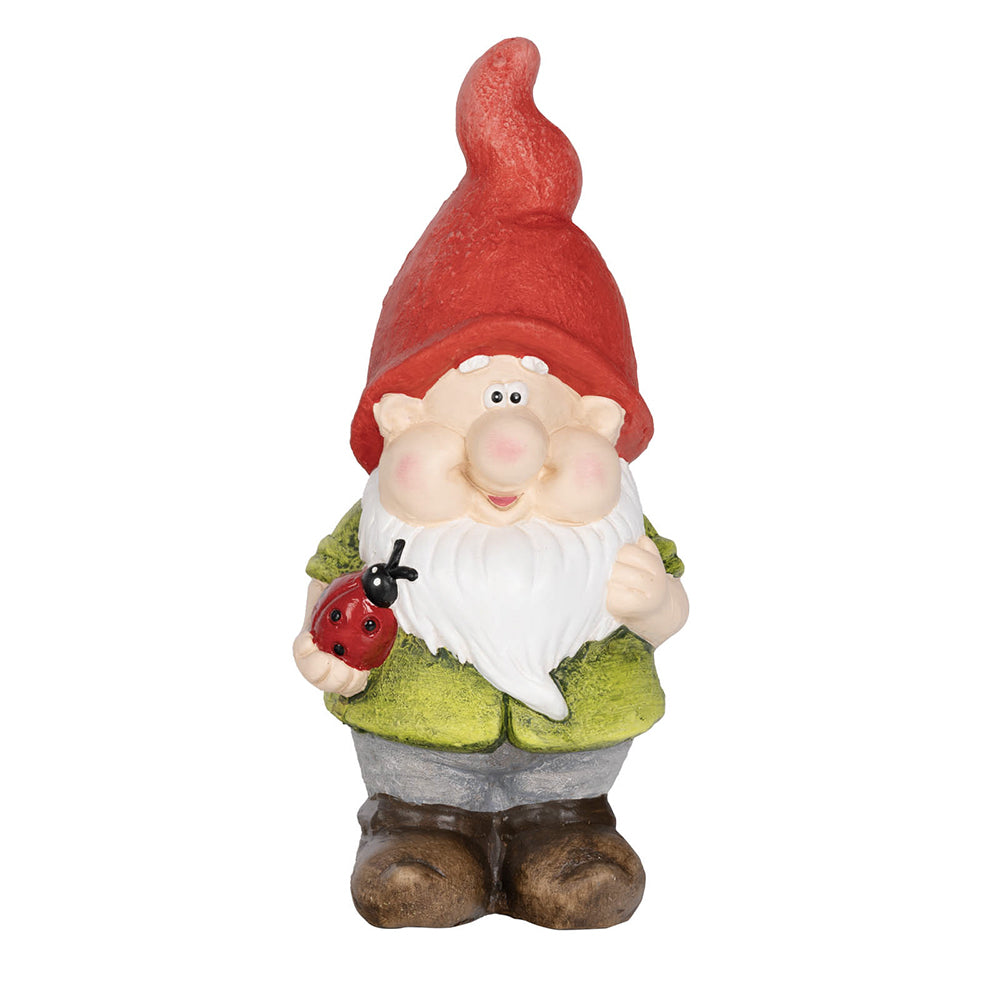 Garden Gnome 28cm Statue Gnome with Ladybug 