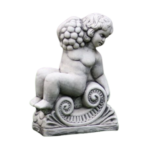 Cherub Book End Statues (Winter / Autumn) Statue Concrete Grey Winter (Left)