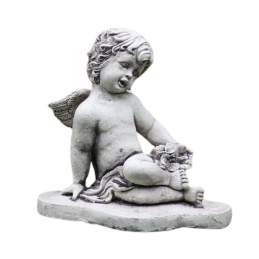 Cherub Holding Flowers Statue Statue  