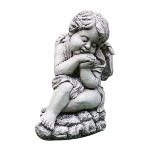 Cherub Resting on Hands Statue