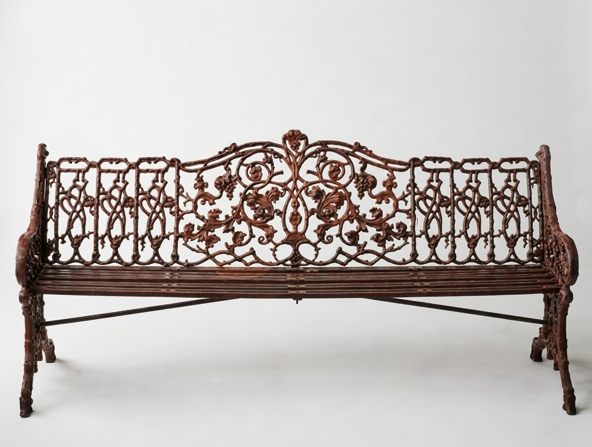 Extra Long Bench in Rust with dimensions 90cm (H) x 182cm (L) x 56cm (D), designed by Oshi.