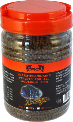 Orca Hi-Protein Sinking Pellet Fish Food Aquarium Food 500g Medium