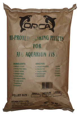 Orca Hi-Protein Sinking Pellet Fish Food Aquarium Food 10kg Small