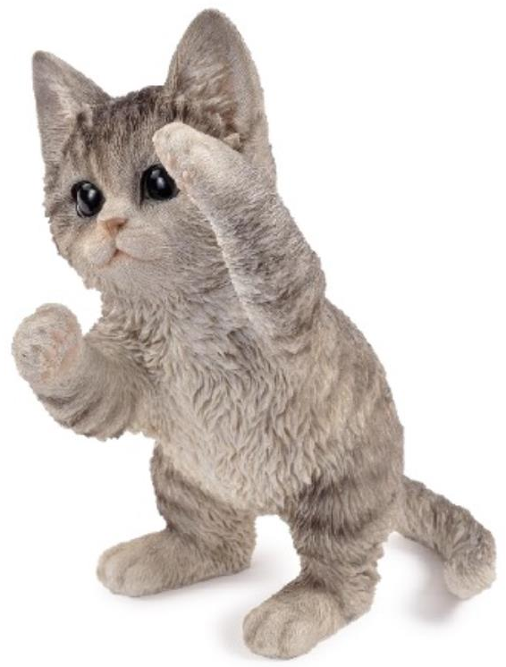 Figurine - Playful Kitten - Grey Statue