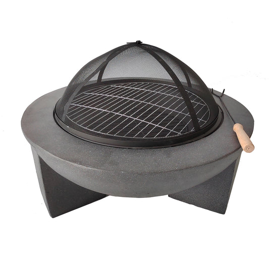 H36 Black 2-IN-1 Multifunctional Fire Pit with BBQ Grill Fire Pit  