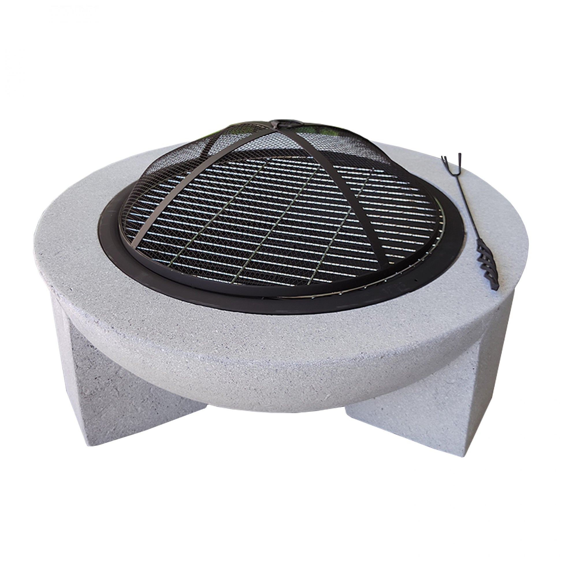 H36 Grey 2-IN-1 Multifunctional Fire Pit with BBQ Grill Fire Pit  