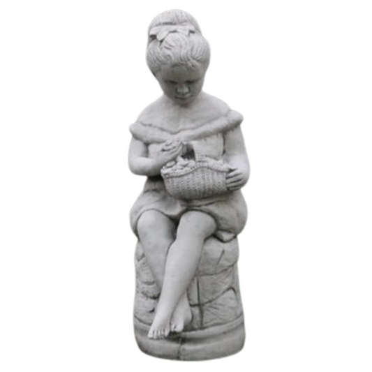 Girl Sitting with Flowers Statue Statue  