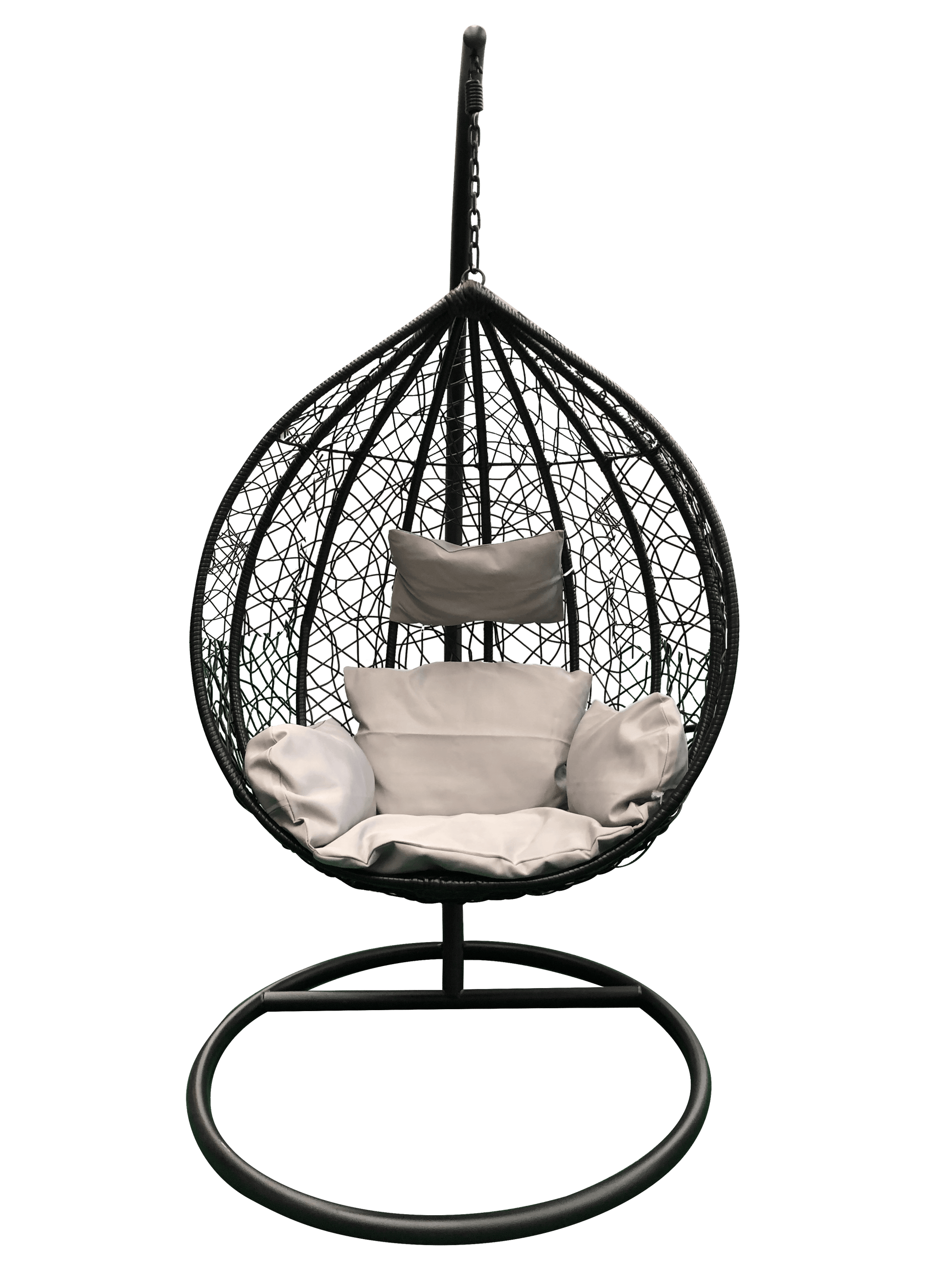 Nest Shape Egg Swing Chair Black Basket with Cushion Decor  