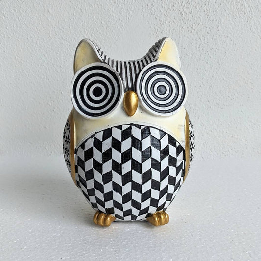 15cm Checked Owl Statue Statue