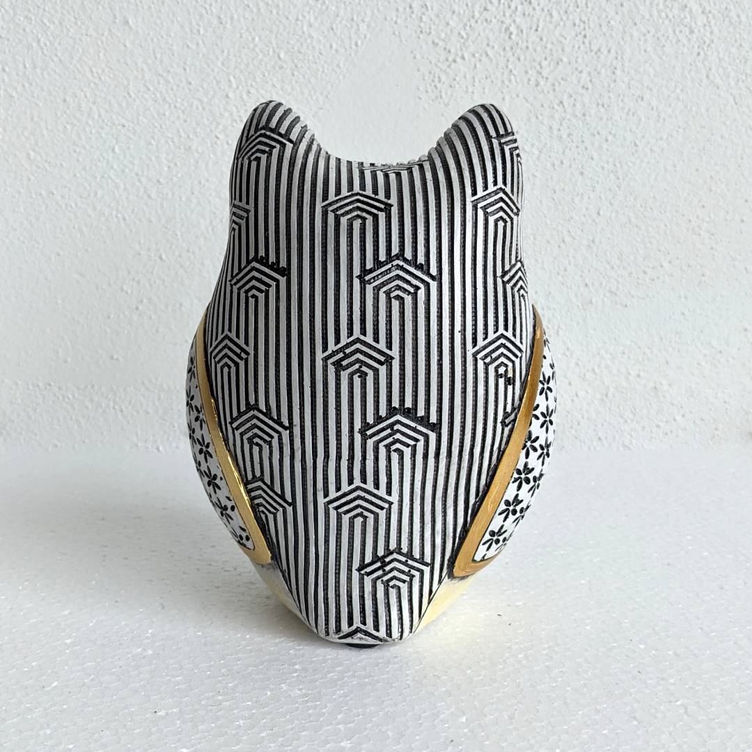 15cm Checked Owl Statue Statue