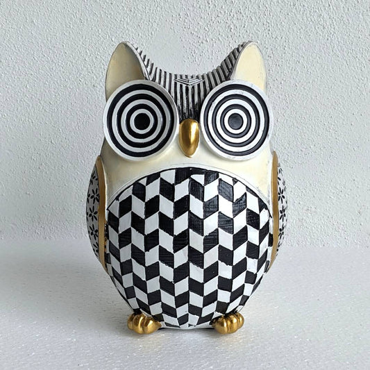 18cm Checked Owl Statue Statue
