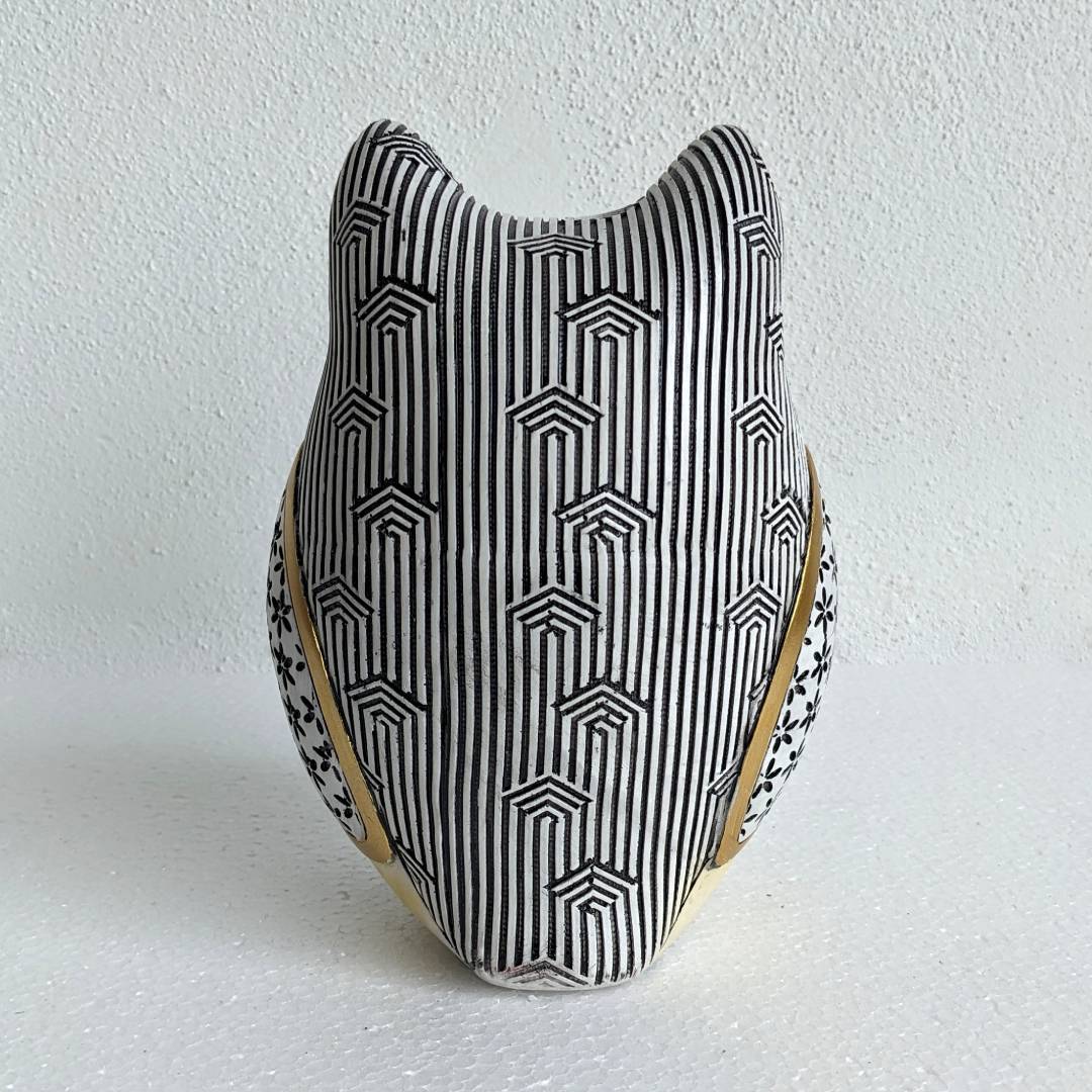 18cm Checked Owl Statue Statue