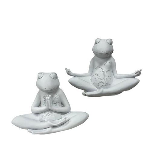 White Yoga Frog Statue