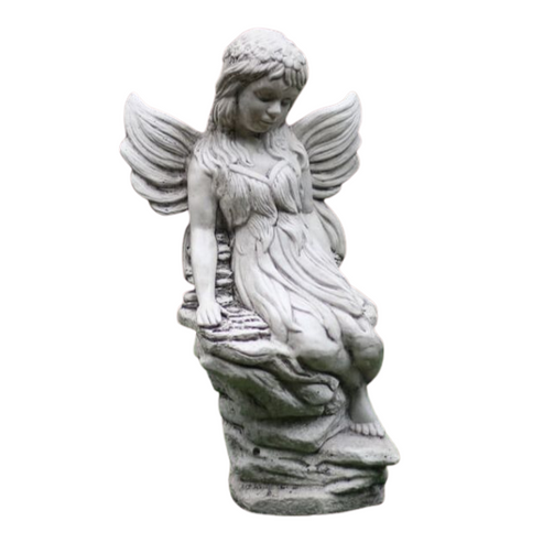 Large Fairy On Rocks Statue