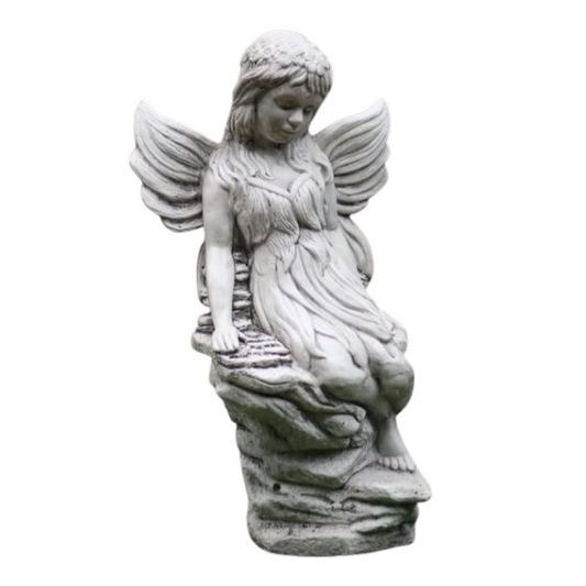 Large Fairy On Rocks Statue Statue  