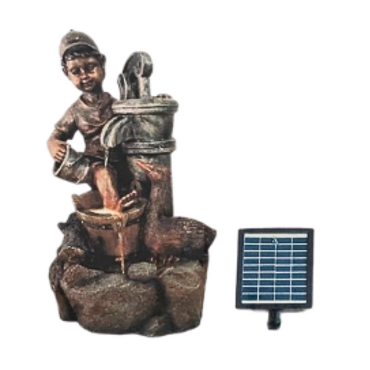 Lorenzo Boy Solar Fountain Water Feature  