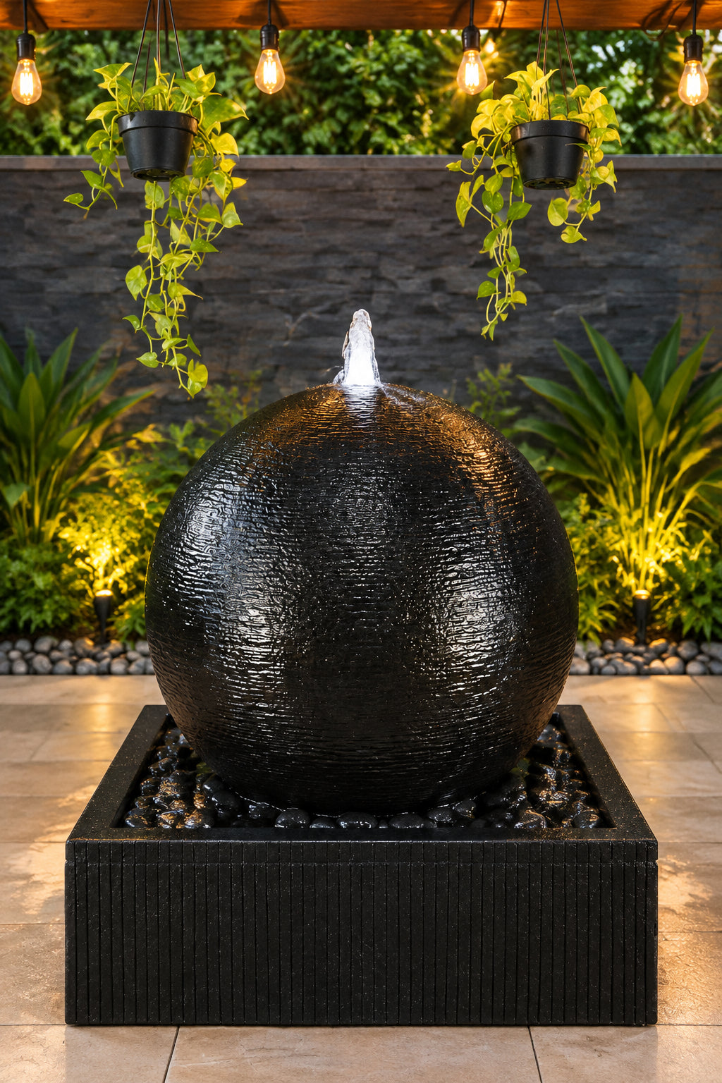 Luna Sphere Fountain Fountain Charcoal