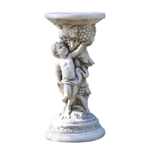 Medium Single Cherub Pedestal Bird Bath  