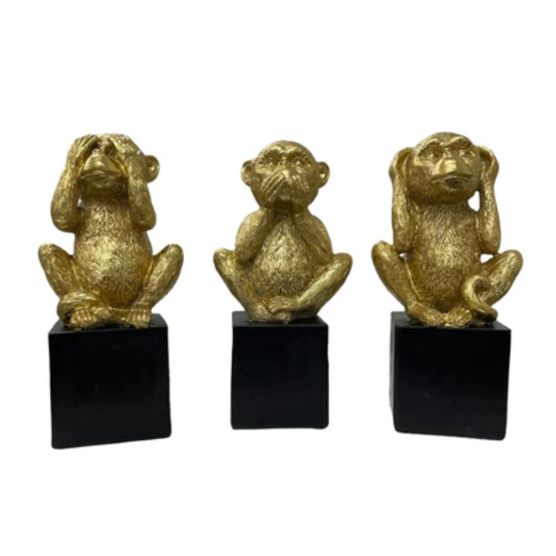 Gold Chimp on Box Statue Statue  