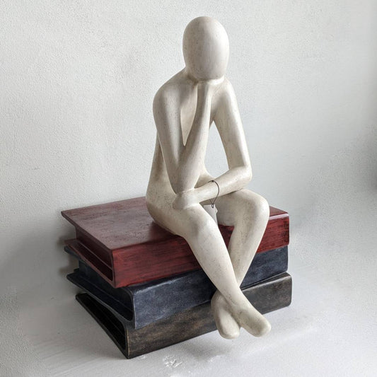 Large 85cm Thinker Sitting on Books Statue Statue