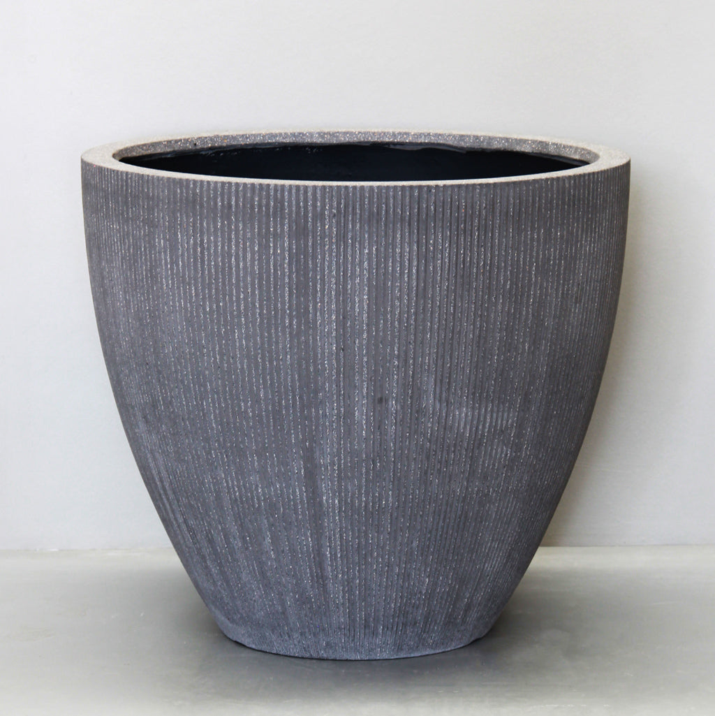 Rough Grey Vertical Stripe Egg Pot Pots & Planters Extra Large 