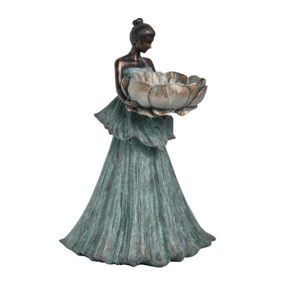 Resin Tulip Lady with Bird Bath Statue