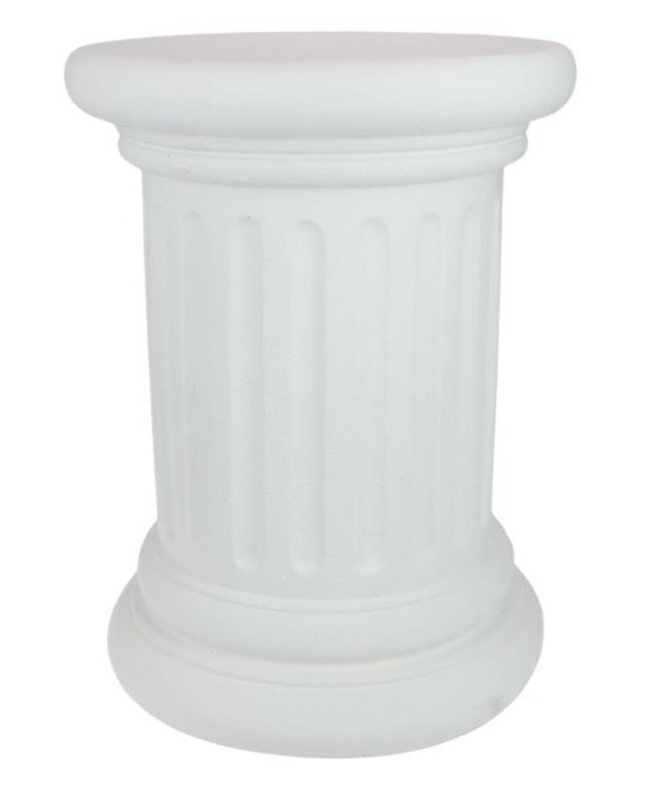 Round White Garden Column Bird Bath