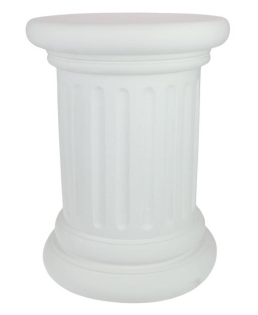 Round White Garden Column Bird Bath