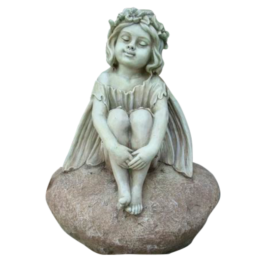 Fairy Sitting on Rock Statue Statue