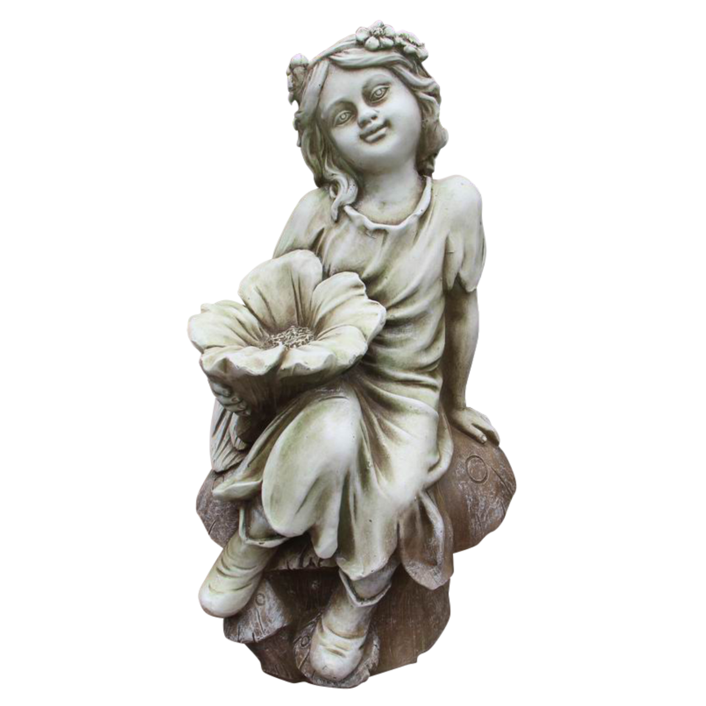 Fairy on Mushroom Birdfeeder Statue