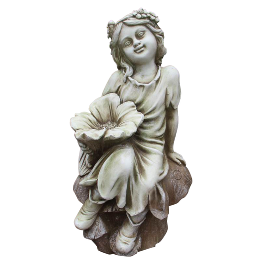 Fairy on Mushroom Birdfeeder Statue