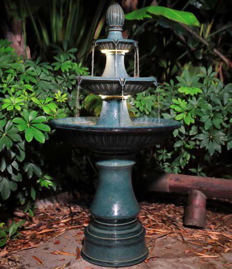 Las Granadas Glazed Ceramic Fountain Water Feature Turquoise 