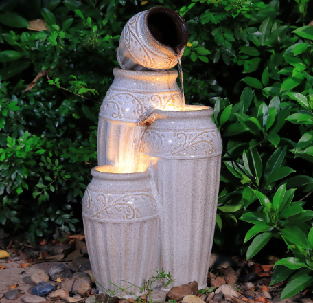 Rosaleda Glazed Ceramic Water Feature Water Feature Cream 