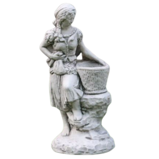 Small Basket Girl Statue Statue  