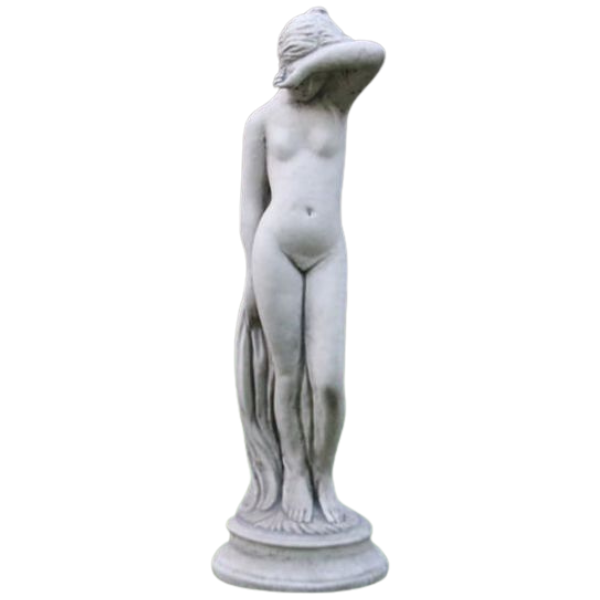 Small Nude Lady Statue Statue Concrete Grey Left Arm Up