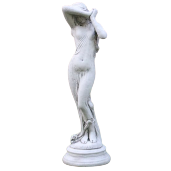 Small Nude Lady Statue Statue Concrete Grey Right Arm Up