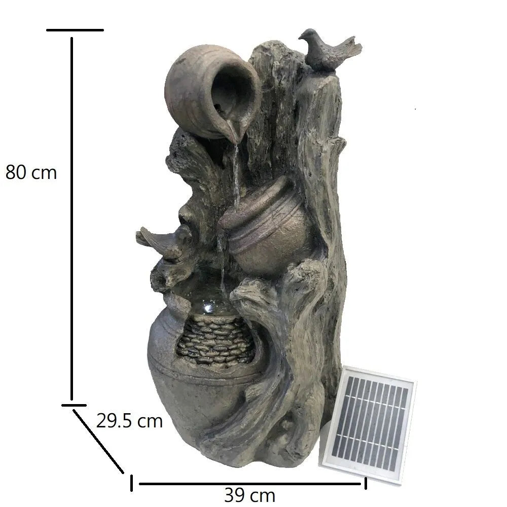 Solar Streaming Pots with Birds Water Feature Water Feature  